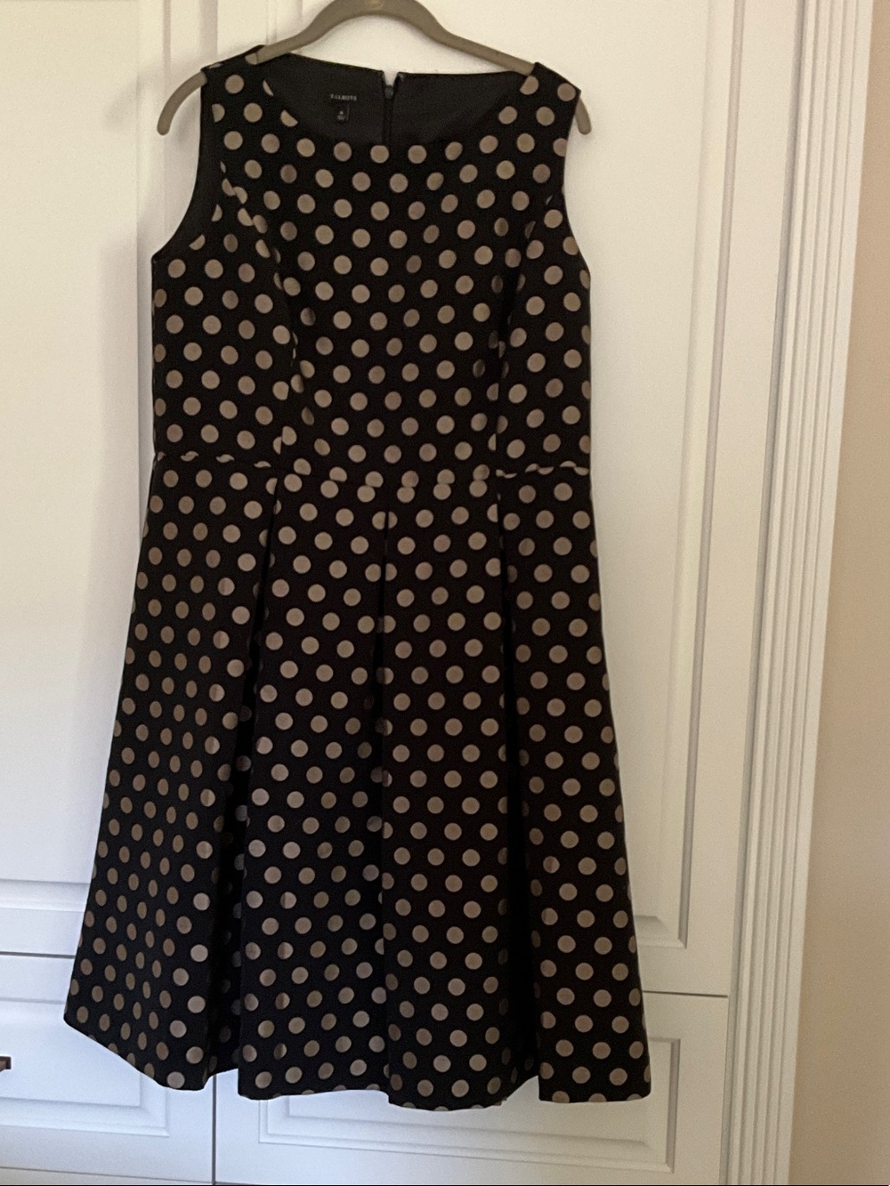 Talbots Black Dress with Taupe Polka Dots